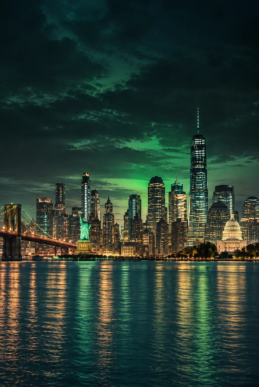 USA city skyline at dusk